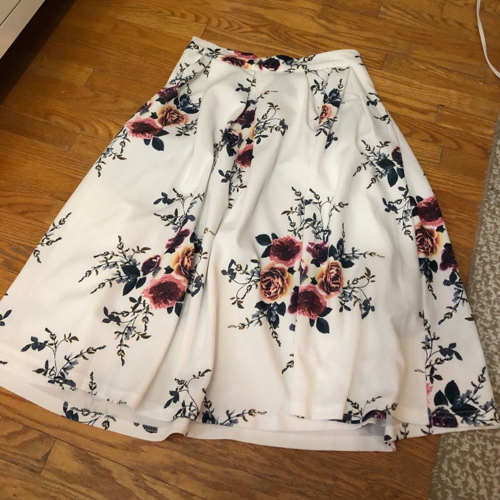 White rose tea length skirt